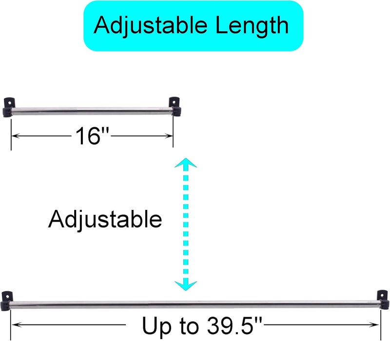 YYST Type A 16" to 39.5" Swivel End Window Curtain Sash Rod for Top & Bottom Doors & Sidelights Petite Café Sidelight Rods W Screws (Black -1) - Image 2